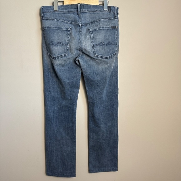 7 For All Mankind Men's Luxe Performance Denim Slimmy Blue Jeans Size 33 - Picture 4 of 14